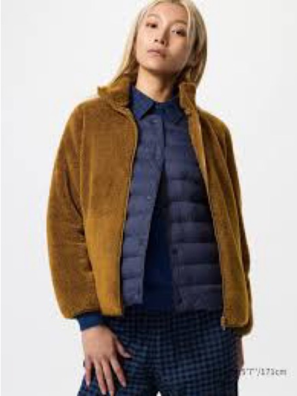 Uniqlo Teddy Sherpa Zip Jacket in Camel Brown